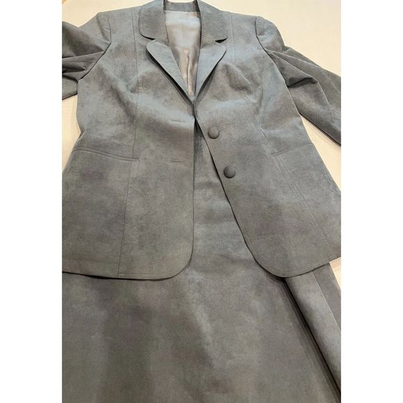 Custom Tailored Princeton Vintage Blazer Women's Blue Faux Suede Jacket 34 Chest - Picture 1 of 10